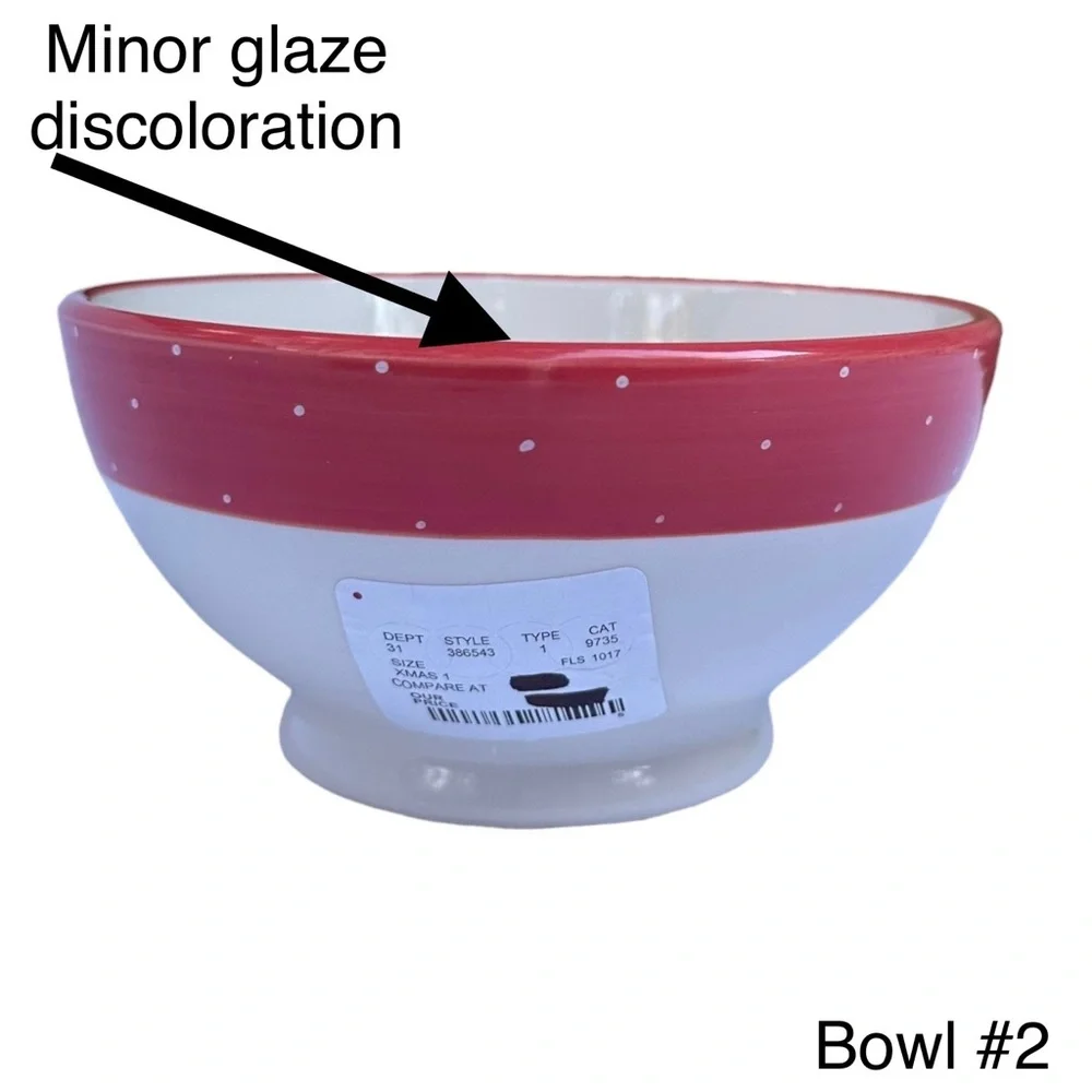 Rae Dunn SNACK Bowl Red White Polka Dot Christmas Valentine’s Day NWT 2017 OG